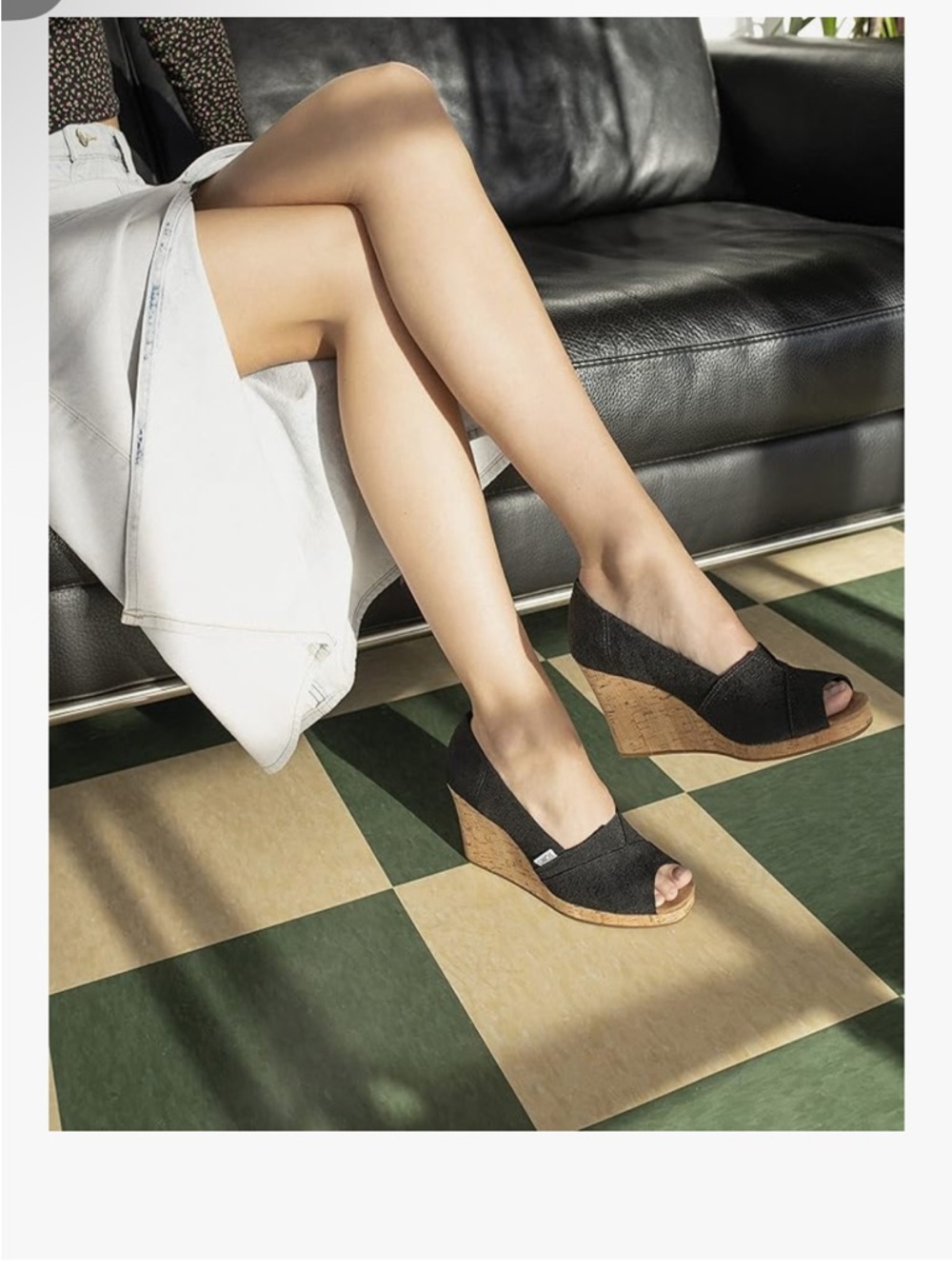 LK NEW TOMS Women's Black Classic Espadrille Wedge Sandal shoes 7